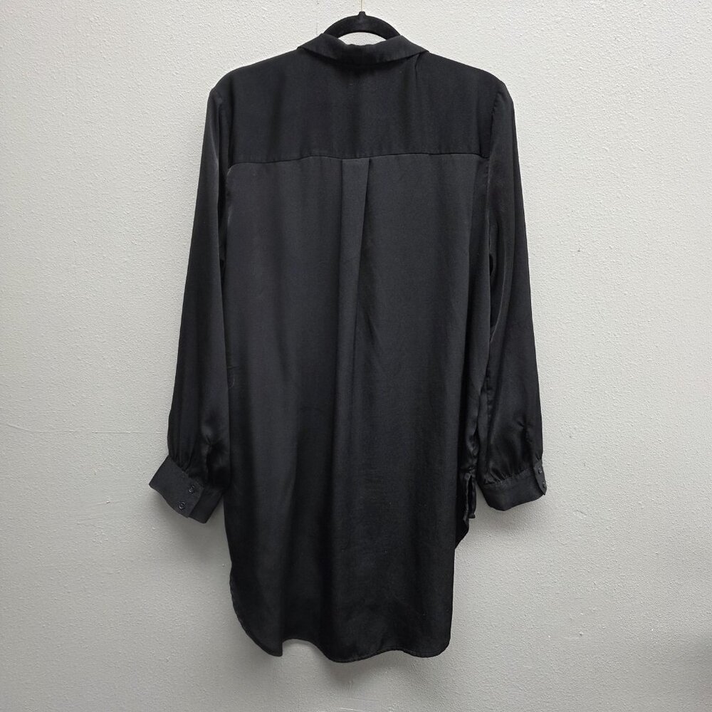 Express Shirt Womens XL Black Button Front Long Sleeve Tunic Pleated Shoulder - Picture 5 of 11